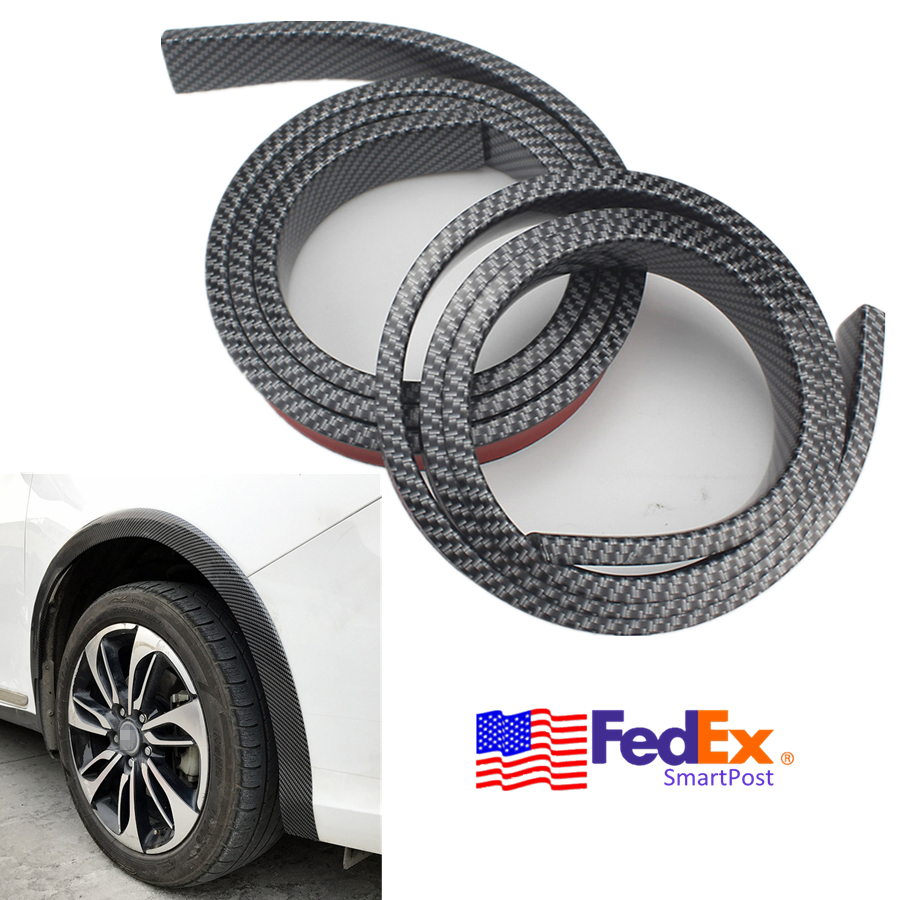 2.5'' Car Fender Flares Strip Rubber Wheel Arch Protector Carbon Fiber Look USA