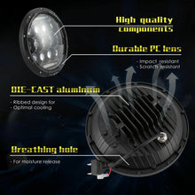 2X 7 Inch Round 200W Jeep Wrangler Headlights Hi/Lo for 1997-2017 JK TJ LJ