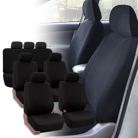 Seat Covers for 3Row 7 Seaters SUV Van Universal Fitment Solid Black