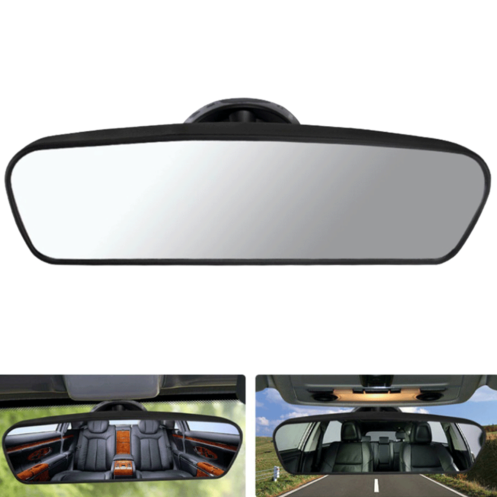 Universal Car Wide Flat Interior Rear View Mirror Suction Clip On Windshield x1