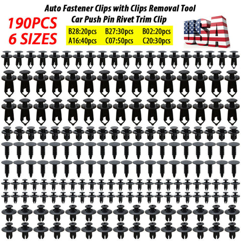 190X Car Rivets Splash Guard Sill Grille Panel Lining Clips Fastener Screws Trim