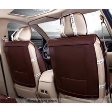 US M Size Coffee 5-Seats PU Leather Seat Cover Front+Rear+4 Pillows All Seasons