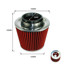 Air Flow Intake Kit Pipe Diameter 3''+Cold Air Intake Filter&Clamp Accessory Car