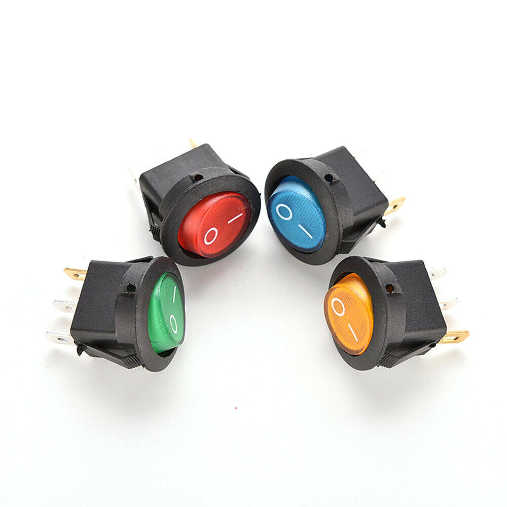 4x Car 12V 16A ON/OFF Led Dot Round Rocker SPST Toggle Switch Light Accessory zp