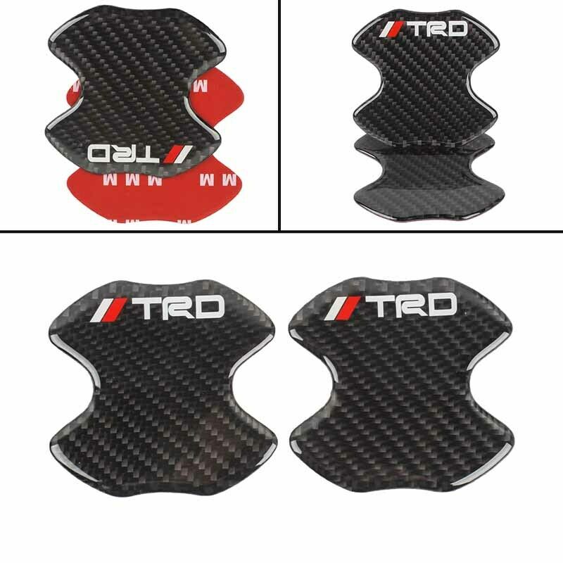 4PCS TRD Carbon Fiber Anti Scratch Badge Door Handle Bowl Cover Trim