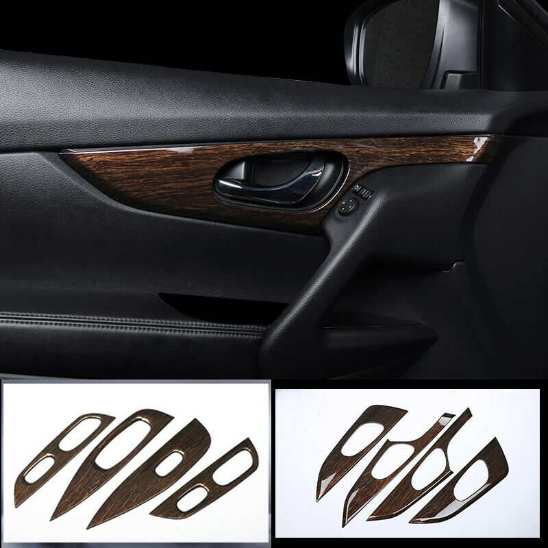 For Nissan Rogue 2014-2020 ABS Wood grain Car inner door panel cover Trim 8PCS
