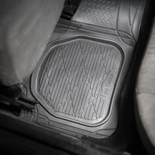 Leatherette Seat Cushion Bucket Covers Pair Brown w/ Gray Floor Mats For Car