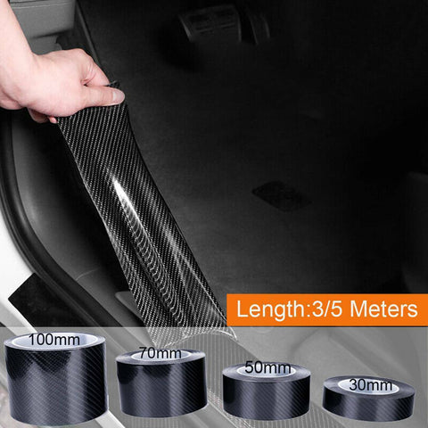 Carbon Fiber Wrap Sticker Car Door Sill Scuff Plate Protector Edge Guard Strip