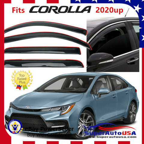 Fits Toyota Corolla 2020 up 4Door Sedan In-Channel Window Visor Rain Deflectors