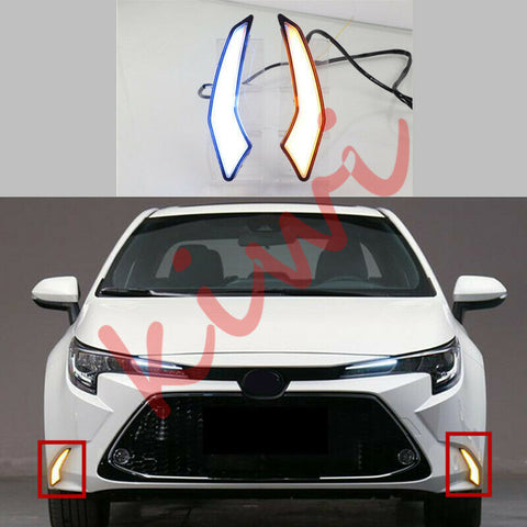 1Set Front Bumper Fog Lamp(DRL)LED 3-Function 3-Colors For Toyota Corolla 2020 Y