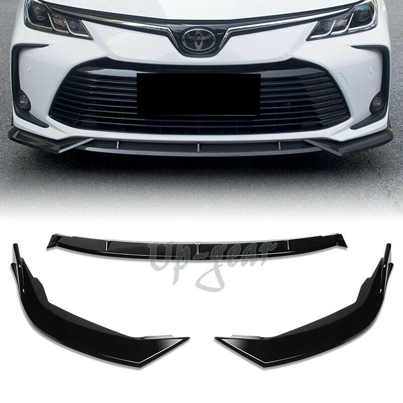 For 2019-2020 Toyota Corolla Painted Black Front Bumper Spoiler Lip 3PCS