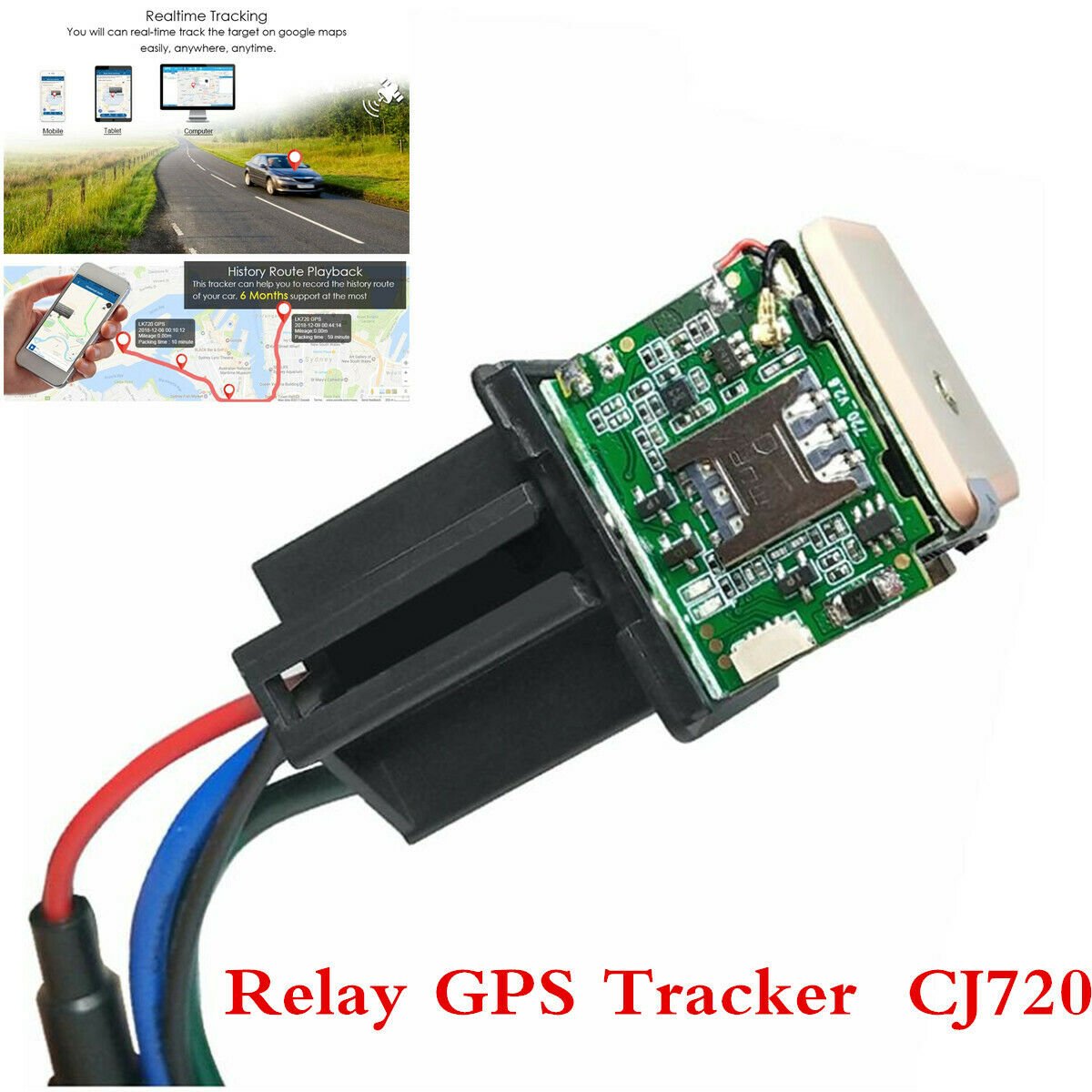 Hidden Tracking Car Relay GPS Tracker Remote Control Anti-theft GSM Locator