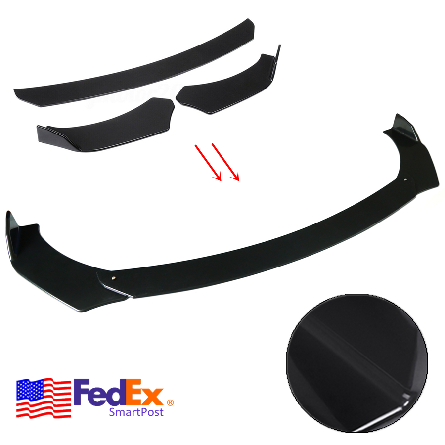 3x Car 3D Front Bumper Lip Modified Body Splitter Diffuser Gloss Black US Stock