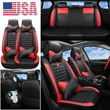Luxury SUV Car Seat Covers W/Pillows Red&Black PU Leather Cushion For BMW Honda