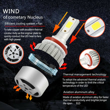 2x C6 H11 H9 H8 LED Headlight Bulb Kit Low Beam Fog Light 50W 6000K 5000LM