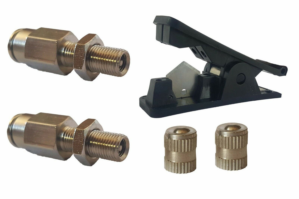 Four 1/4" Schrader Inflation Fill Valve & Hose Fast Cut Tool Air Ride