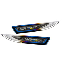 2x Mugen Burnt Blue Metal Carbon Fiber Emblem Car Trunk Side Wing Fenders Badge