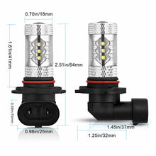 2x H9 H8 H11 Clear White LED High Beam Fog Light Bulbs Conversion Kit 6000K
