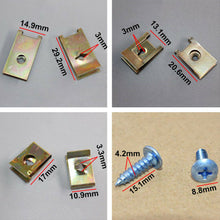 100 * Car Body Door Panel Fender Fastener Screw U Type Gasket Metal Fixed Clips