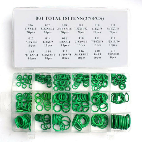 AC A/C System O-Ring Gasket Seals Washer Rapid Seal Repair Kit 18 sizes 270pcs