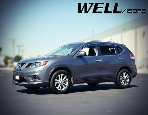 WellVisors CHROME TRIM Side Window Visors Rain Deflectors For 14-UP Nissan Rouge