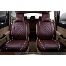 US M Size Coffee 5-Seats PU Leather Seat Cover Front+Rear+4 Pillows All Seasons