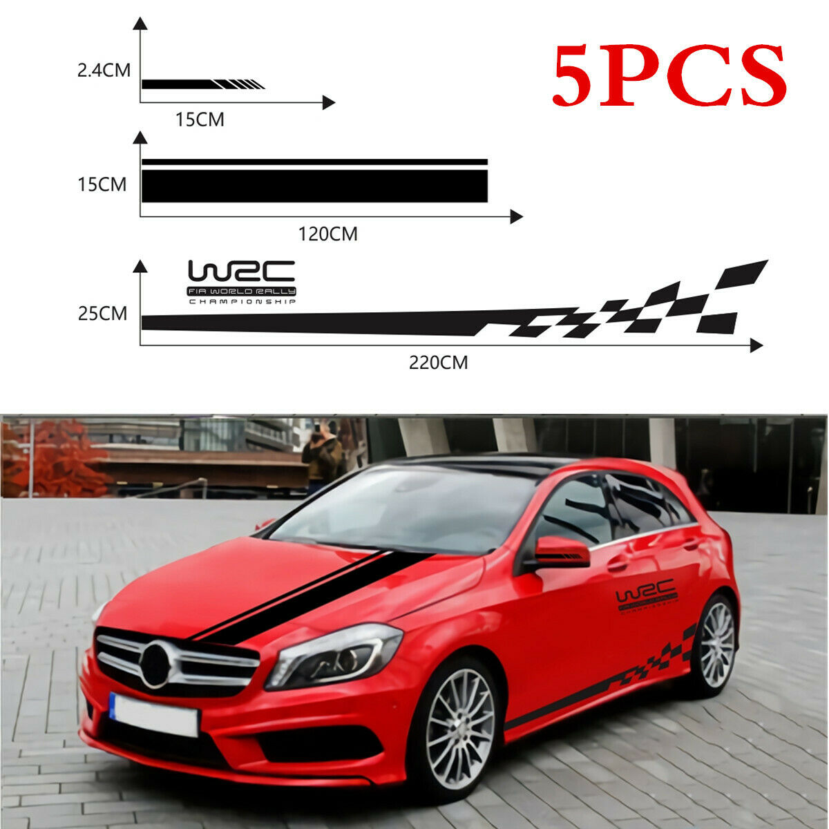 1 Set Black Car Hood Whole Body Rearview Mirror Stickers Vinyl Decal Stickers