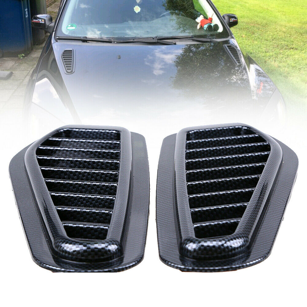 2x Car Decorative Air Flow Intake Scoop Turbo Bonnet Vent Cover Hood Fender