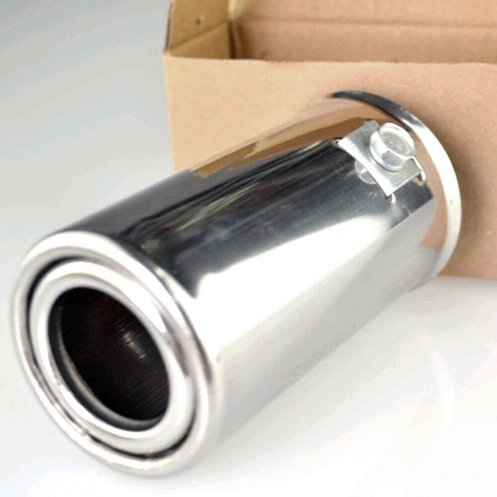 1x Car Rear Round Exhaust Pipe Tail Throat Muffler Tip Stainless Steel Universal