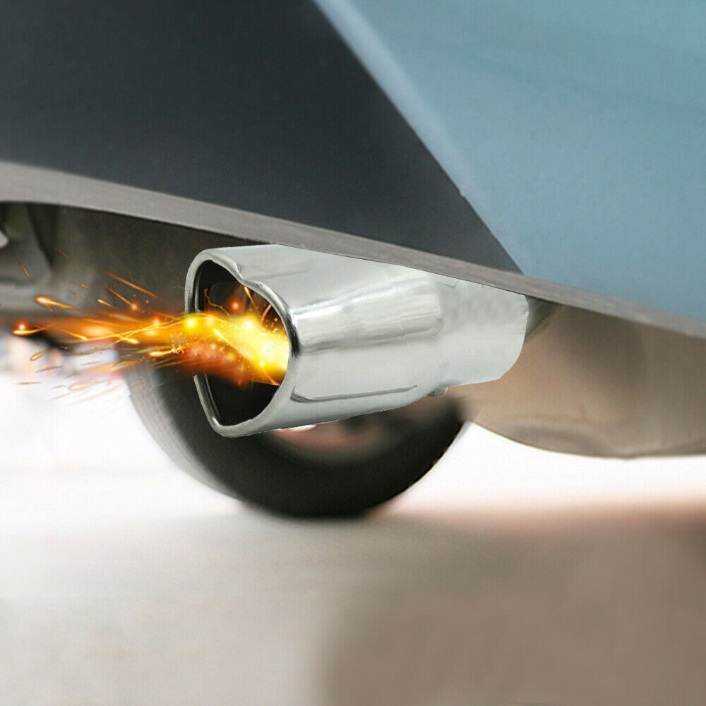 1x 63mm Silver Heart Shaped Tail Throat Exhaust Pipe Muffler Tip Car Accessories