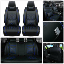 Blue Suture Car Auto Seat Cover Top Leather Universal 5-Seats Front+Rear Cushion