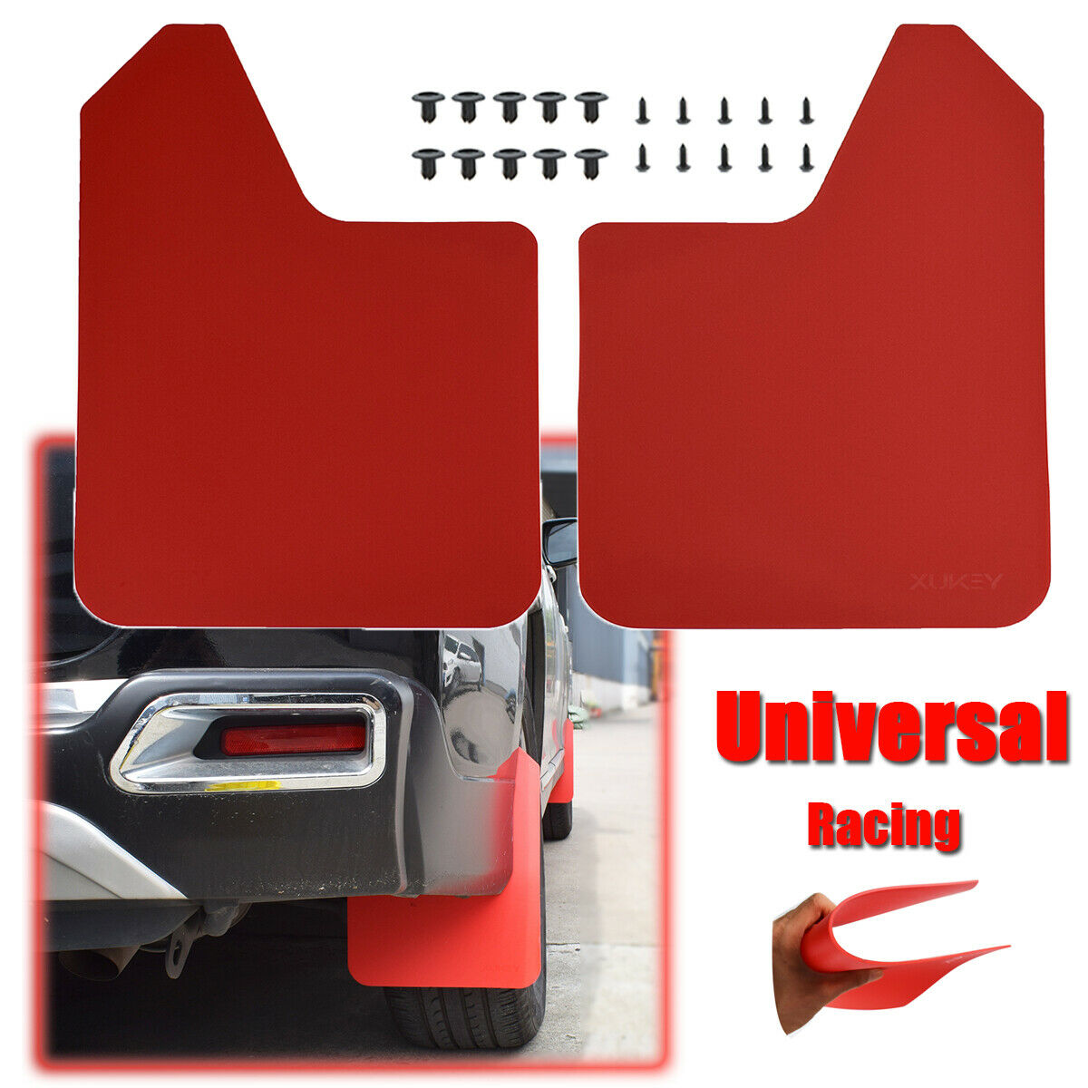 Racing Red Universal Mudguards Mud Flaps Splash Guards Mudflaps Fender Dirty