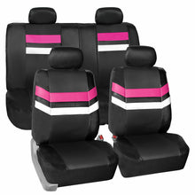 Universal Fit PU Leather Seat Covers Full Set For SUV Car Van Auto Pink Black