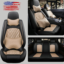 Car Seat Covers Top PU Leather Front & Rear Full Set Universal for 5-Seats Cars