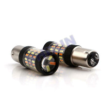 2x 1157 60SMD 4014 LED Turn Signal Light Bulbs White Amber Dual Color Switchback
