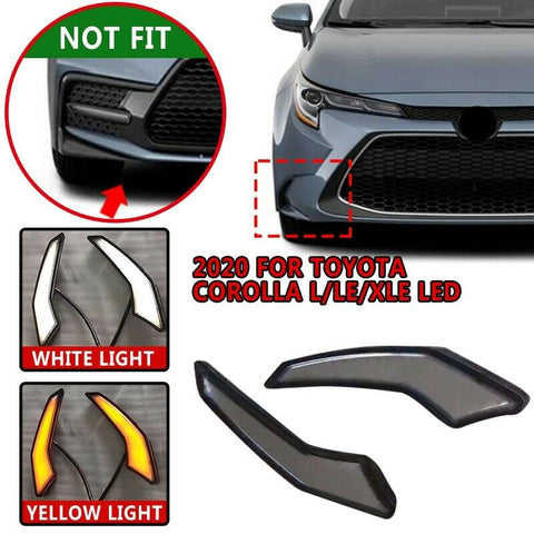 2X LED front bumper fog light DRL running light For Toyota Corolla 2020 L/LE/XLE