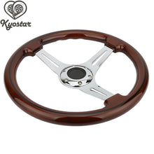 14inch Alloy Wood Grain Trim Classic Wooden Chrome Spoke Steering Wheel Wooden