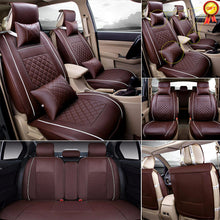 From US Car Seat Cover Size M PU Leather 5-Seats Front & Rear Cushion W/pillows