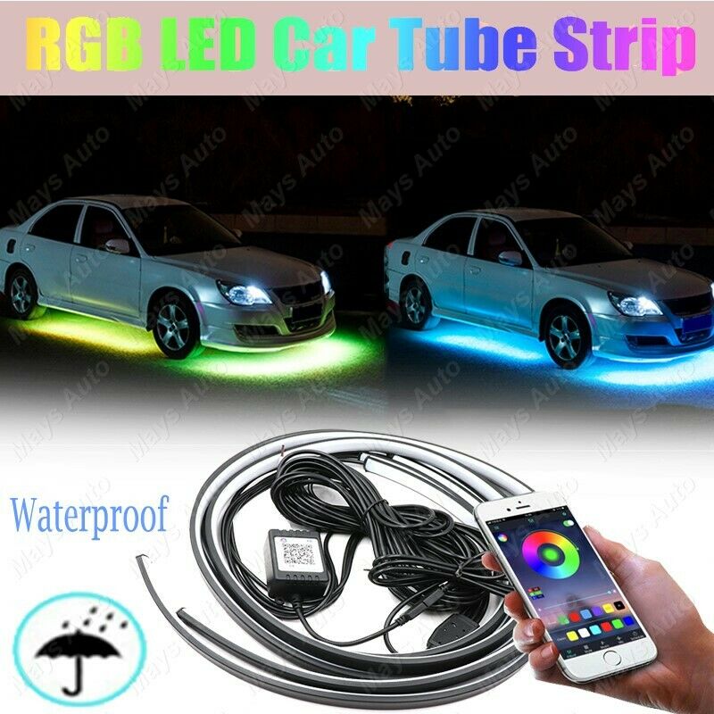 For Chevrolet APP Control RGB Car LED Strip Tube Underbody Neon Light 4x