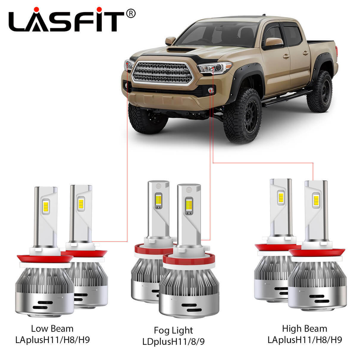 6x LED Headlight Fog Light Bulbs H11 Dual Color Fit for Toyota Tacoma 2016-2020
