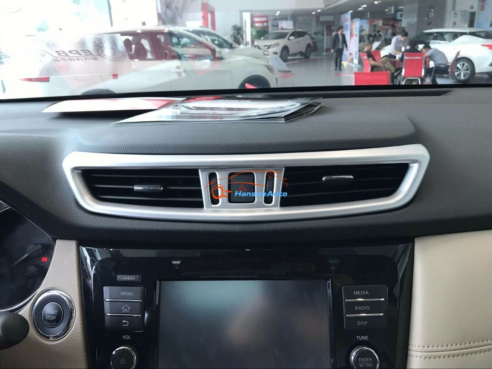 For Accessories Nissan X-Trail Rogue 2017 2019 Chrome middle control trim Cover
