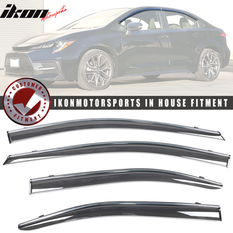 Fits 2020 Toyota Corolla Polycarbonate Window Visors w/ Chrome Trim 4PC Set