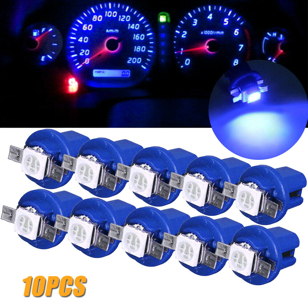 10pcs T5 B8.5D 5050 1-SMD LED Car Dashboard Dash Gauge Instrument Lights Bulb
