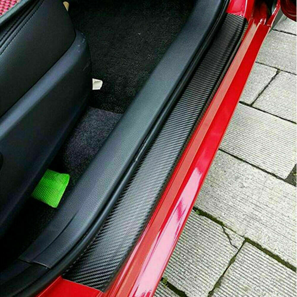 4X Accessories 5D Car Stickers Carbon Fiber Door Sill Protector Scuff Plate Trim