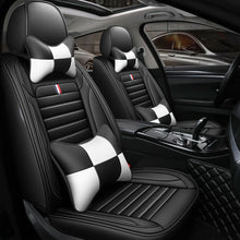 Universal 5-Seats Car SUV Seat Cover PU Leather Cushion Front Rear W/Pillows Set