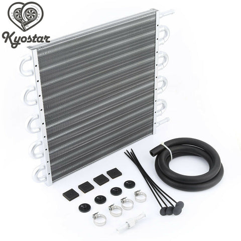 10 Row 6 AN Universal Aluminum Racing Engine Transmission Oil Cooler Kit Silver