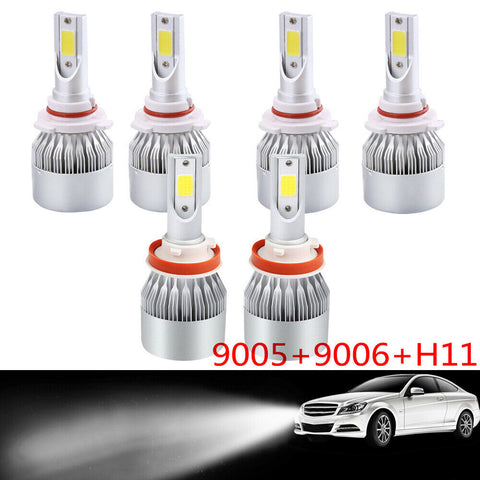 6x Combo 9005 H11 9006 3900W 585000LM 6000K LED Headlight Kit CREE Hi Low Bulbs
