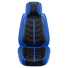 Universal 5-Seats Car Seat Covers Black+Blue PU-Leather Protector Cushion Set US