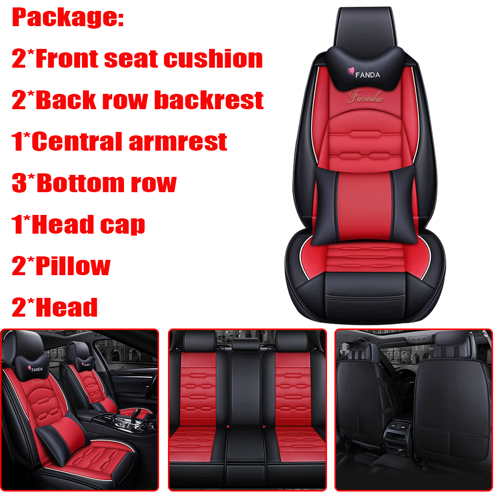 Universal 5-Seat Car Front&Rear Seat Covers w/Pillows Full Set Protector Cushion