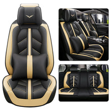 Black+Blue PU Leather Car Seat Covers Full Set Front Rear Cushions Mat Protector